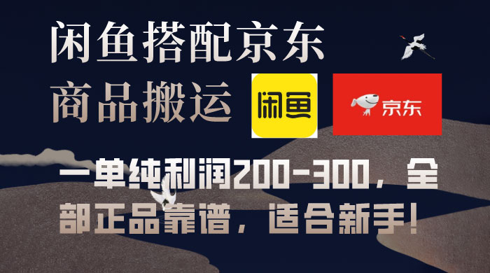 闲鱼搭配京东备份库搬运，一单纯利润 200-300，全部正品靠谱，适合新手！
