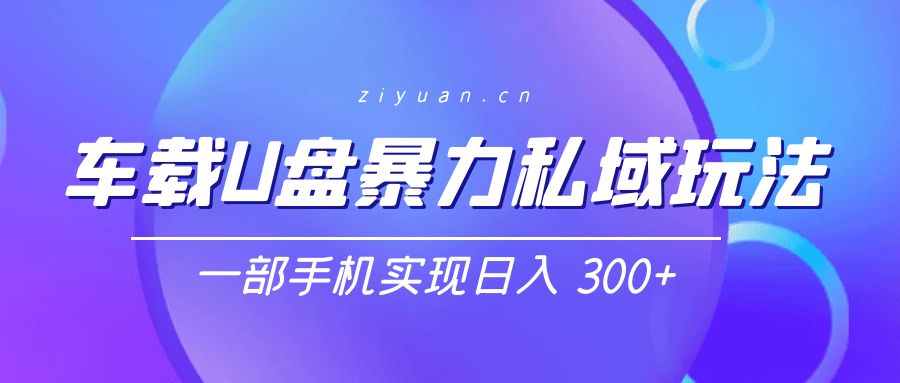 车载 U 盘暴力私域玩法：一部手机实现日入 300+