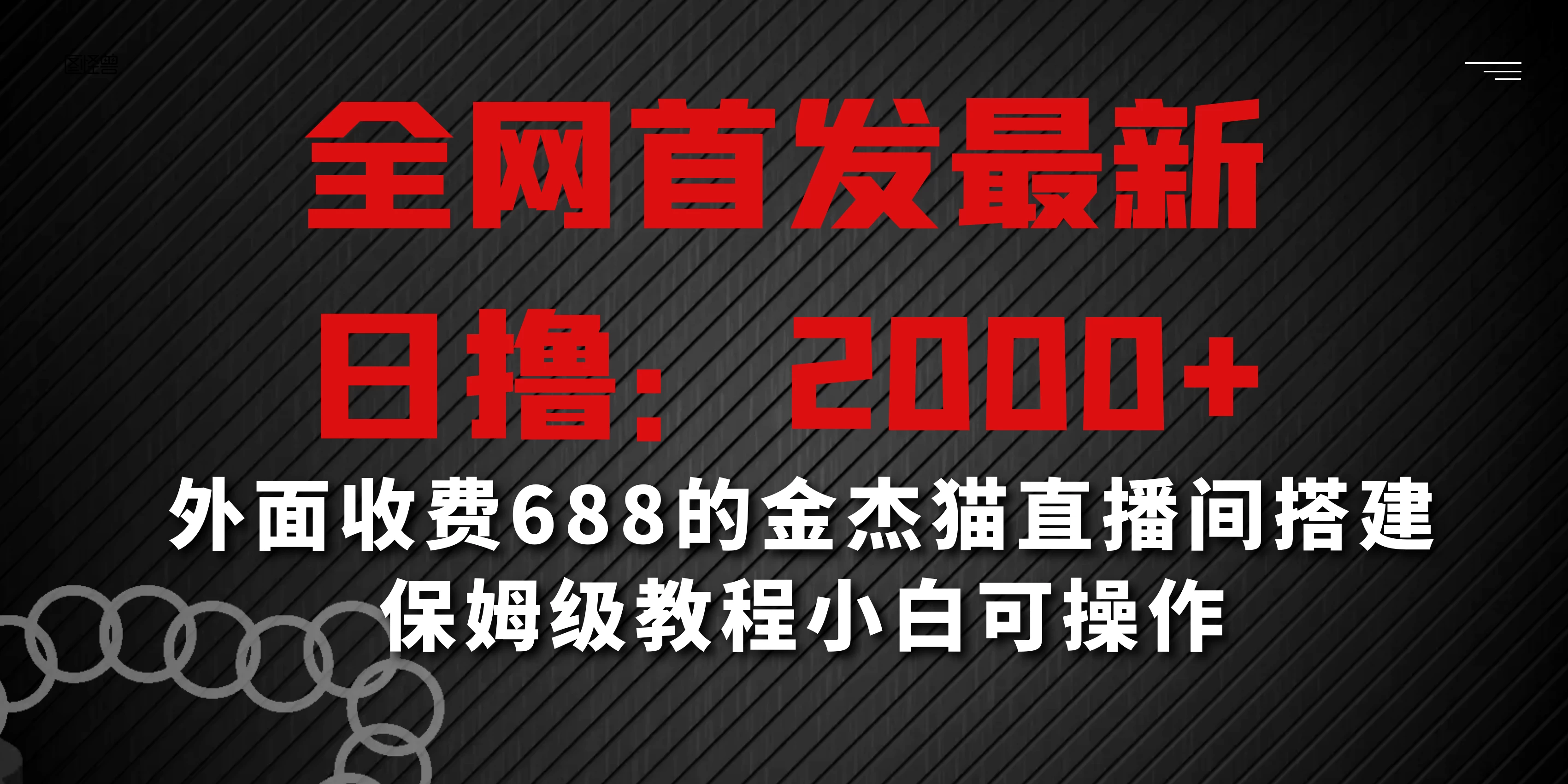 全网首发最新，日撸2000+，外面收费688的金杰猫直播间搭建，保姆级教程小白可操作