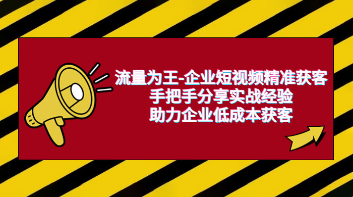 流量为王 &middot; 企业短视频精准获客：手把手分享实战经验，助力企业低成本获客