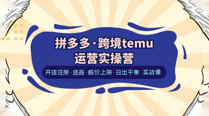 拼多多 &middot; 跨境 Temu 运营实操营：开店注册、选品、核价上架、日出千单、实战课
