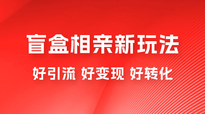 盲盒相亲新玩法：适合新手小白，一部手机可以做，轻松日入 500+