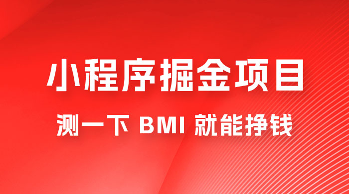 日入 300+ 的小程序掘金项目，测一下 BMI 就能挣钱