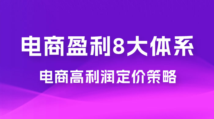 电商盈利 8 大体系：利润篇 &middot; 利润定准电商高利润定价策略线上课（共 16 节）