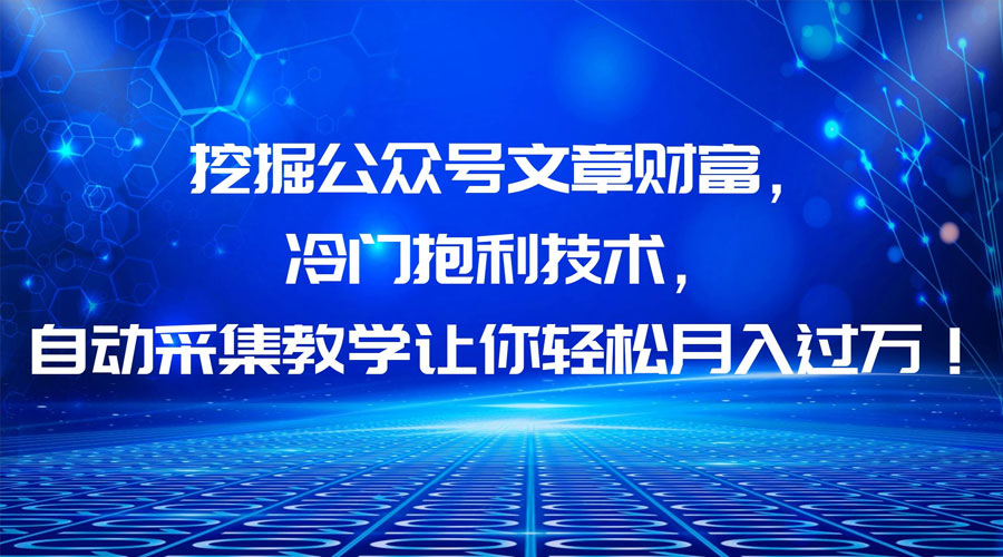 挖掘公众号文章财富，冷门掘金项目